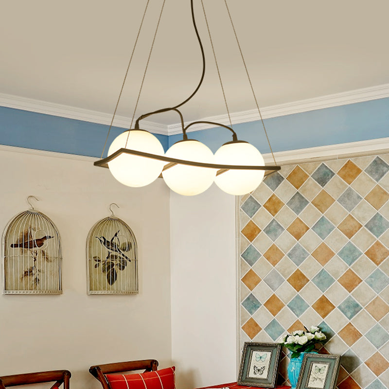 Globe Multi Light Pendant Moderniste Grosted Verre 3/4 Lumières Black Frame Plafond Plateau