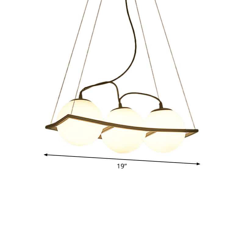 Globe Multi Light Pendant Moderniste Grosted Verre 3/4 Lumières Black Frame Plafond Plateau