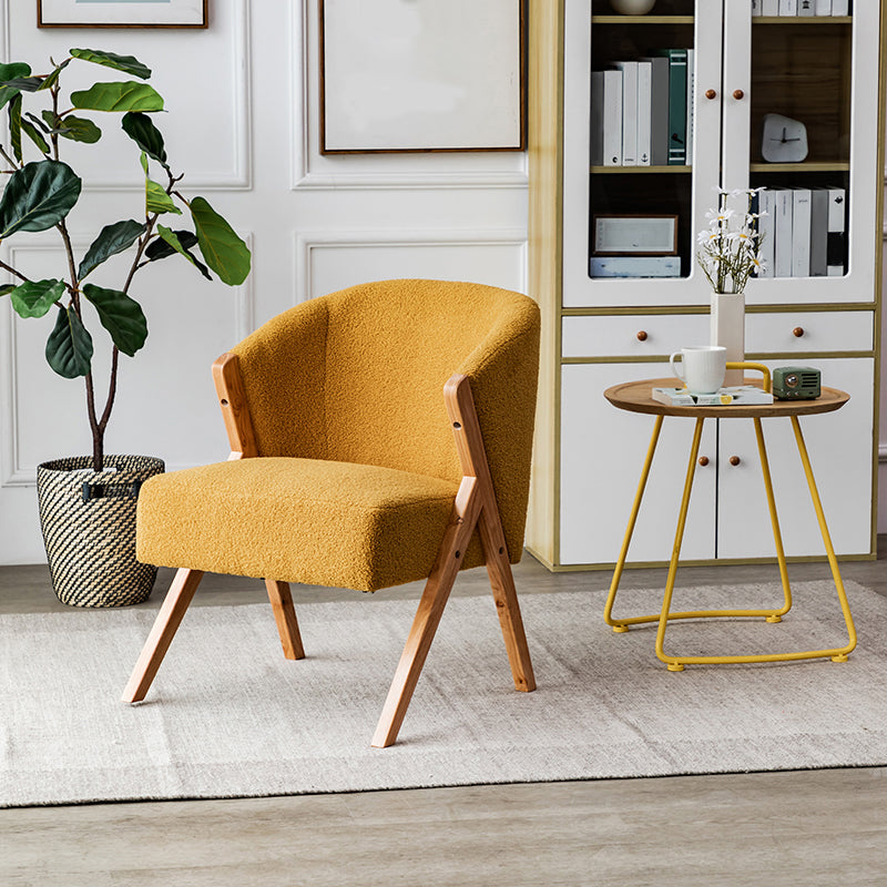 Scandinavian Wooden Accent Armchair Solid Color Arms Included Armchair