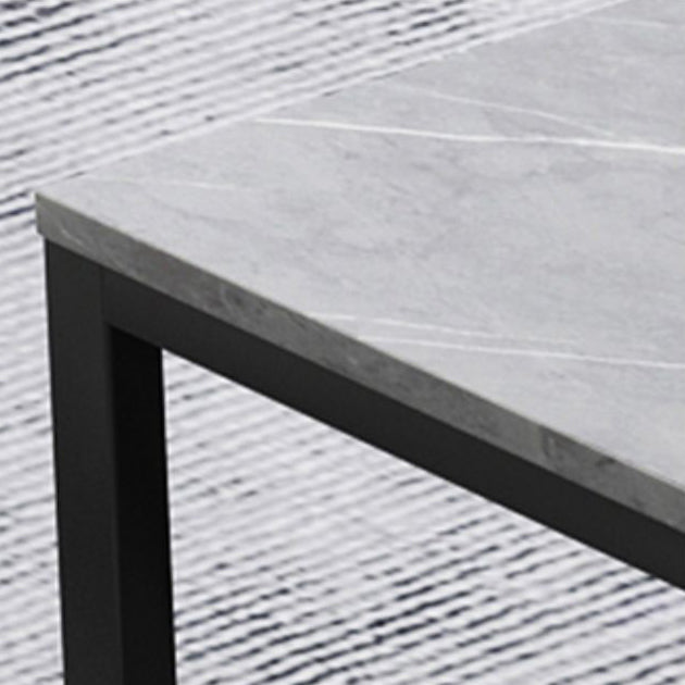 Rectangular Wooden Top Coffee Table Steel Trestle Base Cocktail Table