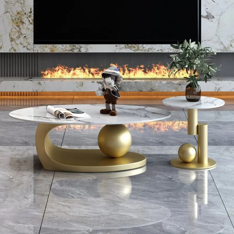Metal Abstract Base Cocktail Table Glam Slate Top Coffee Table