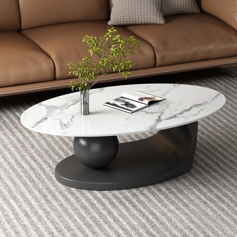 Metal Abstract Base Cocktail Table Glam Slate Top Coffee Table