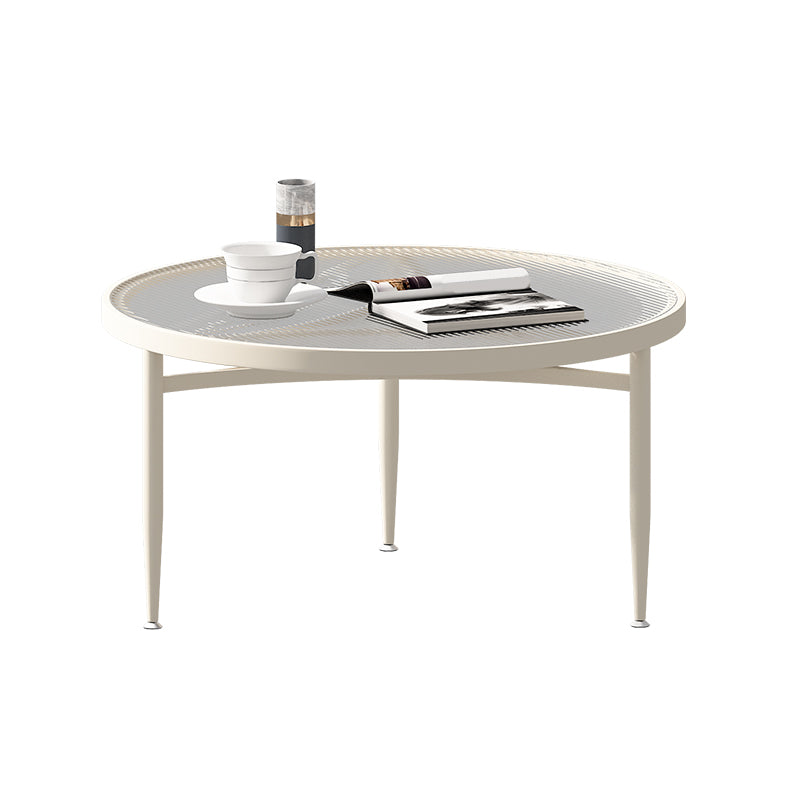 Iron 3 Legs Rectangle Cocktail Table Round Glass Top Coffee Table
