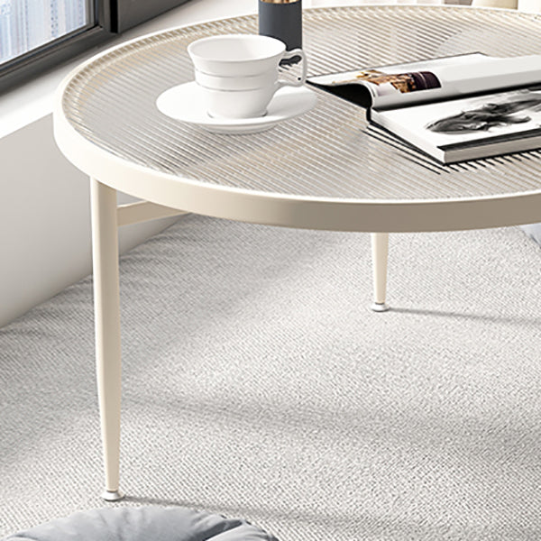 Iron 3 Legs Rectangle Cocktail Table Round Glass Top Coffee Table