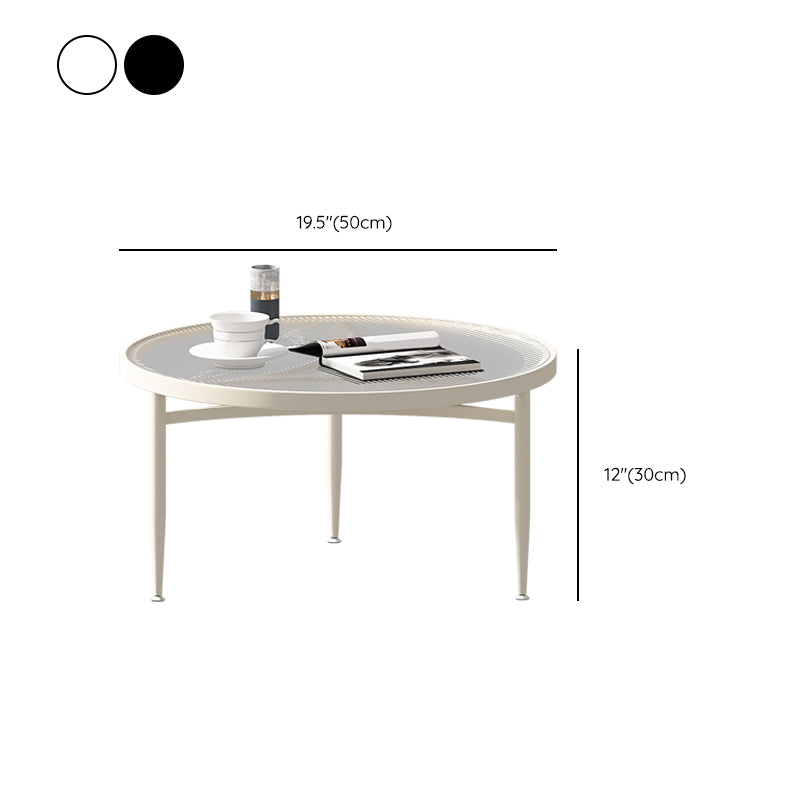 Iron 3 Legs Rectangle Cocktail Table Round Glass Top Coffee Table