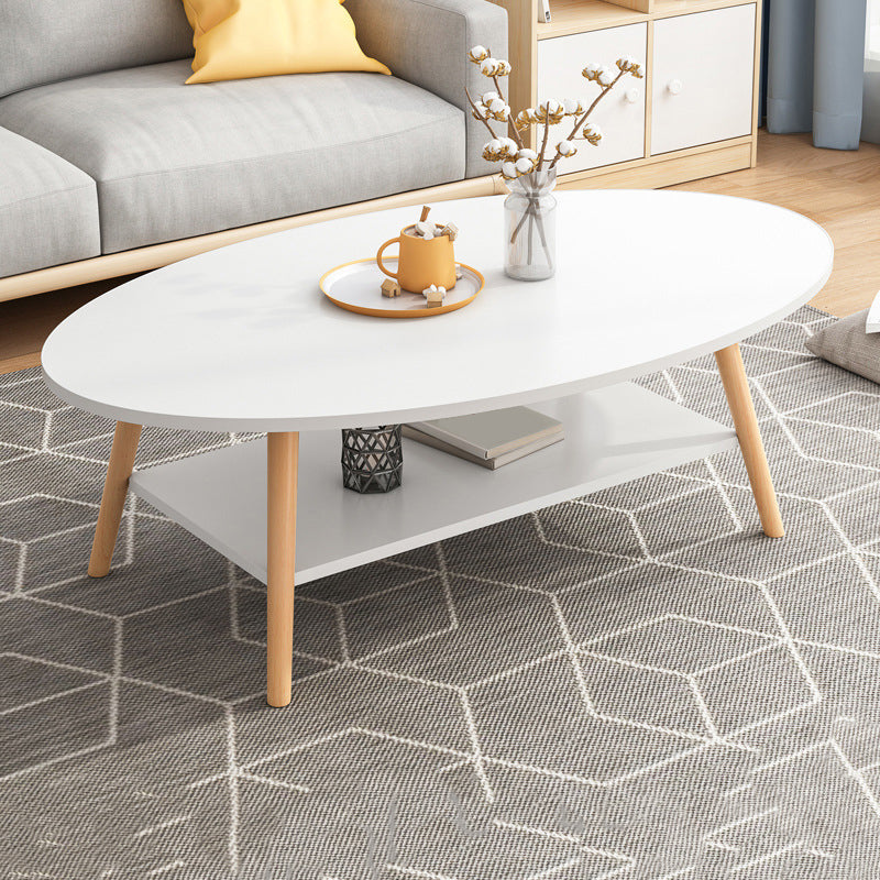 Minimalistic Single Coffee Table Wood Contemporary Cocktail Table with Shelf