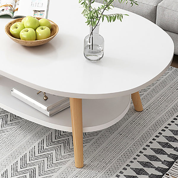 Minimalistic Single Coffee Table Wood Contemporary Cocktail Table with Shelf