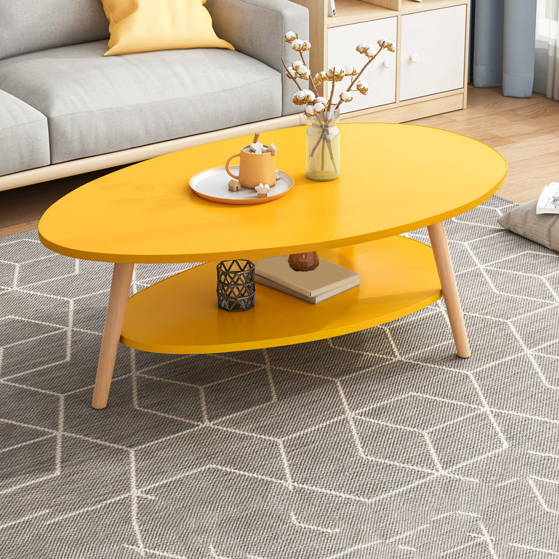Minimalistic Single Coffee Table Wood Contemporary Cocktail Table with Shelf
