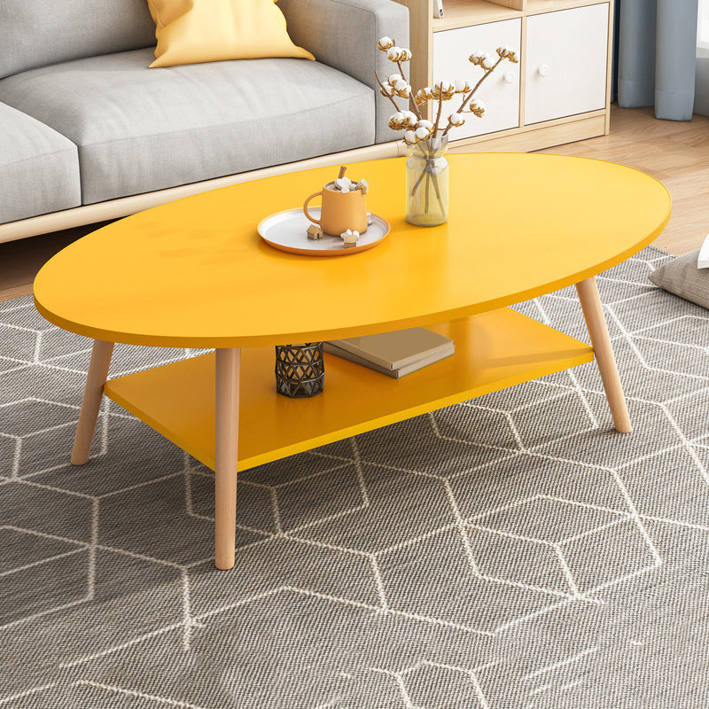 Minimalistic Single Coffee Table Wood Contemporary Cocktail Table with Shelf