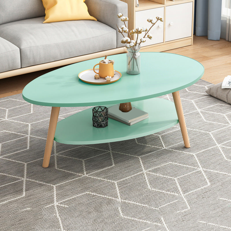 Minimalistic Single Coffee Table Wood Contemporary Cocktail Table with Shelf