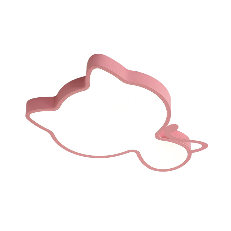 Cat Kindergarten Ceiling Light Acrylic Kids Style LED Flush Mount Lighting Fixture in Pink/Blue