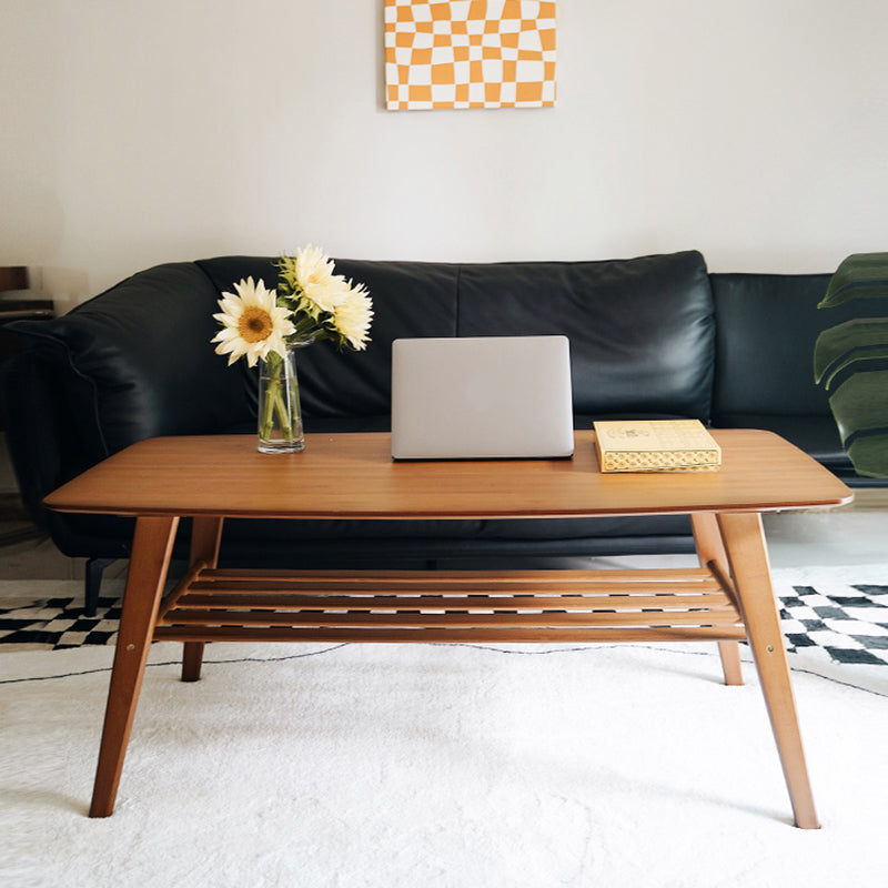 Rectangular Wood Coffee Table Contemporary 4 Legs Cocktail Table