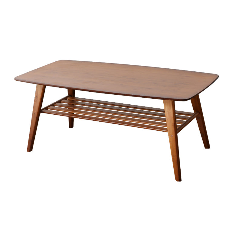 Rectangular Wood Coffee Table Contemporary 4 Legs Cocktail Table