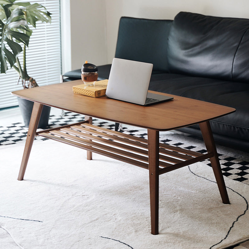 Rectangular Wood Coffee Table Contemporary 4 Legs Cocktail Table