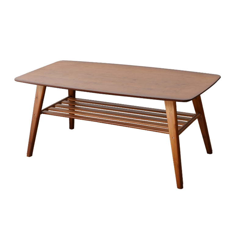 Rectangular Wood Coffee Table Contemporary 4 Legs Cocktail Table