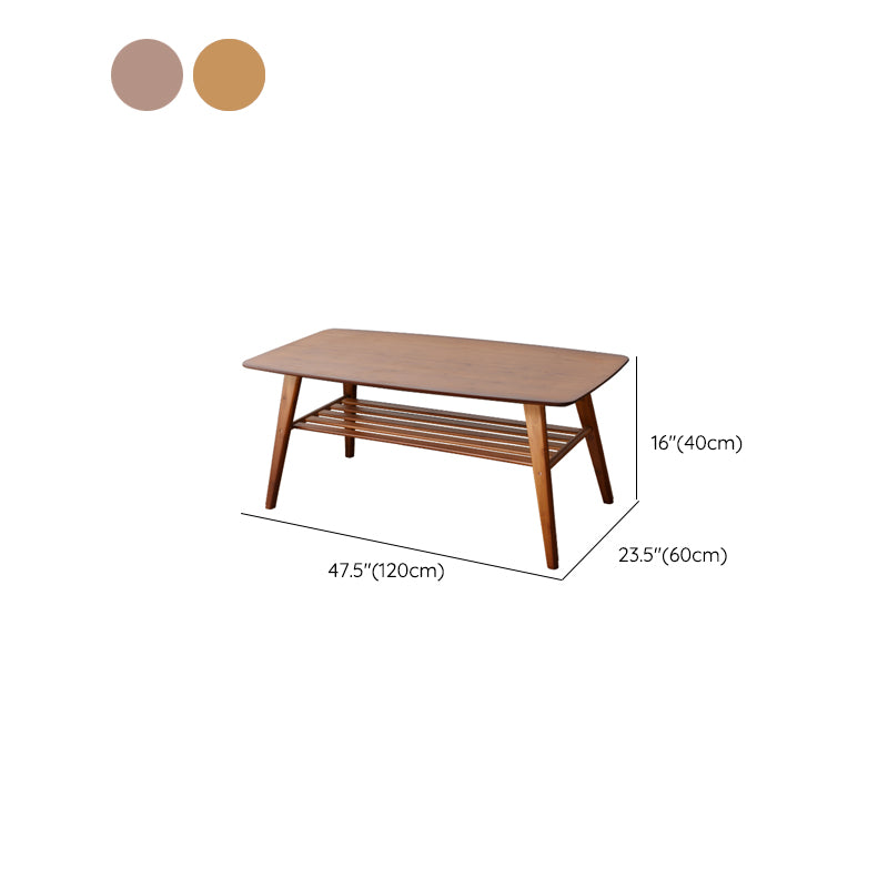 Rectangular Wood Coffee Table Contemporary 4 Legs Cocktail Table