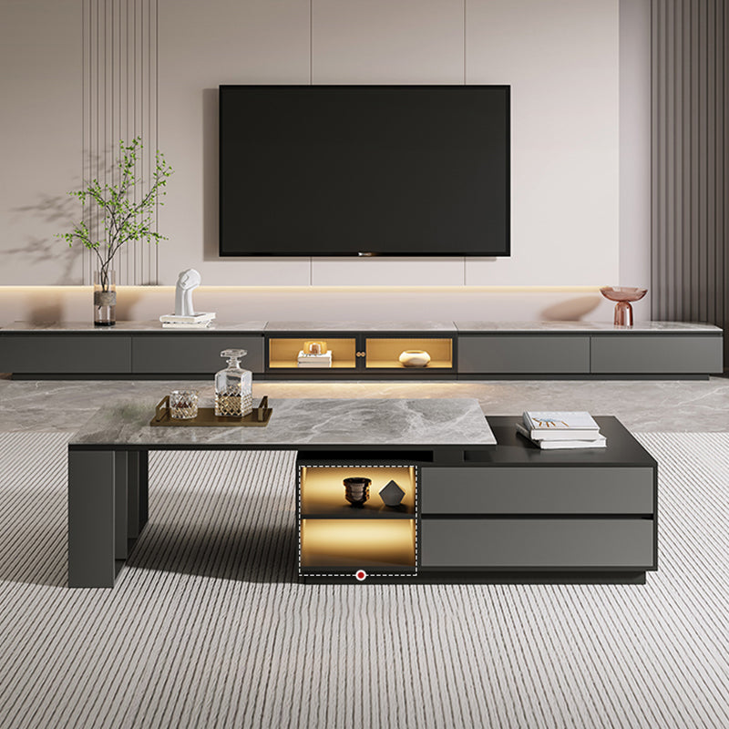 Rectangle Cocktail Table Stone Glam 1 Coffee Table with Storage