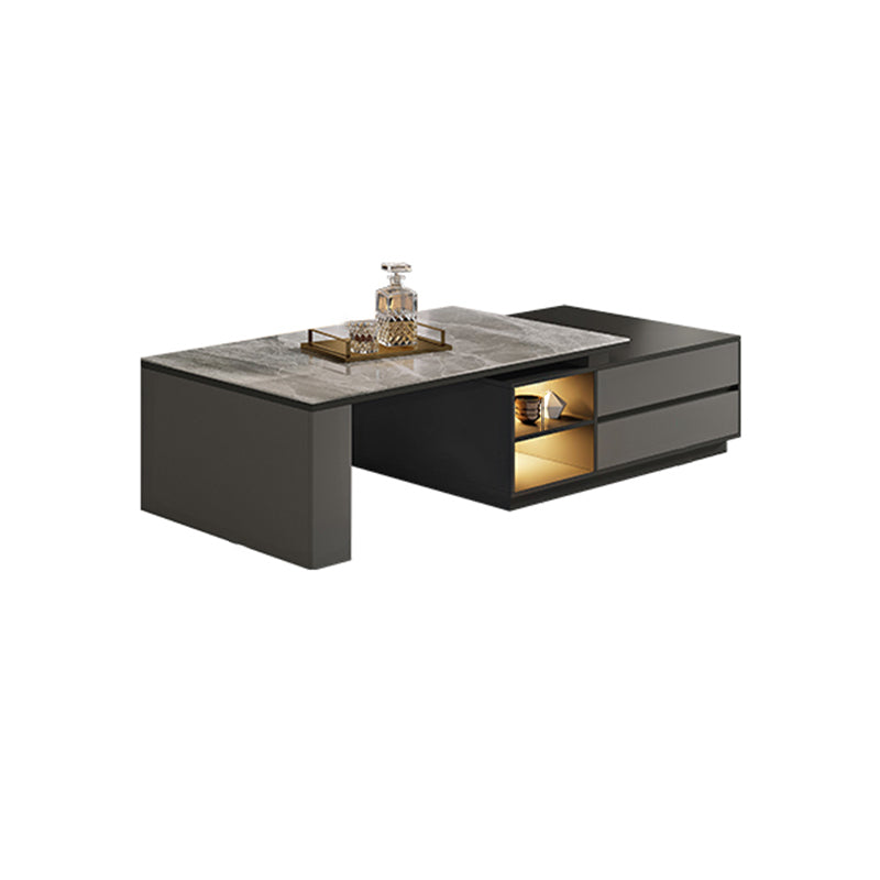 Rectangle Cocktail Table Stone Glam 1 Coffee Table with Storage