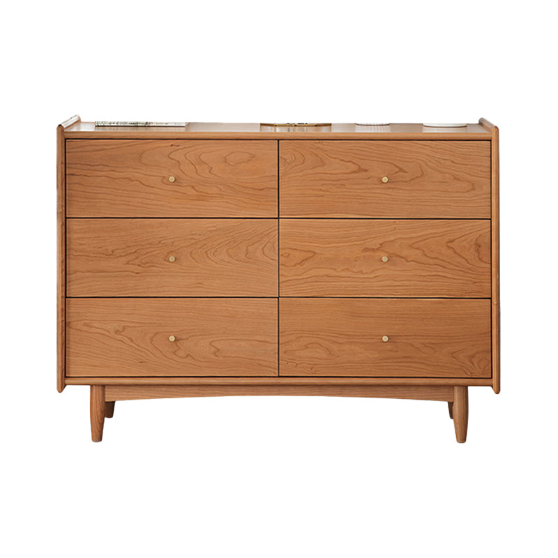 Minimalistic Water Resistant Storage Cabinet Solid Wood Accent Chests with 6 Drawers