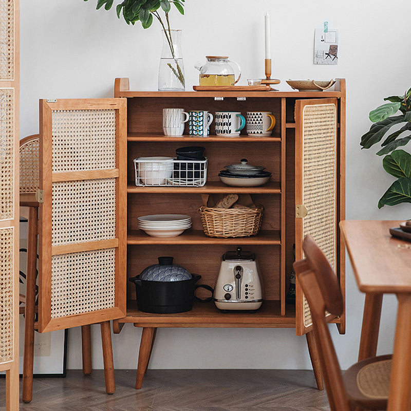 Mid-Century Rectangle Storage Cabinet Solid Wood Accent Cabinet