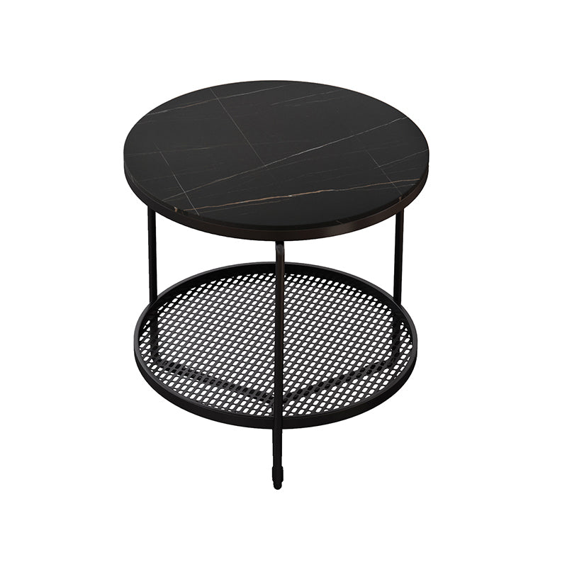 21"H Contemporary Cocktail Table Storage Round Coffee Cocktail Table