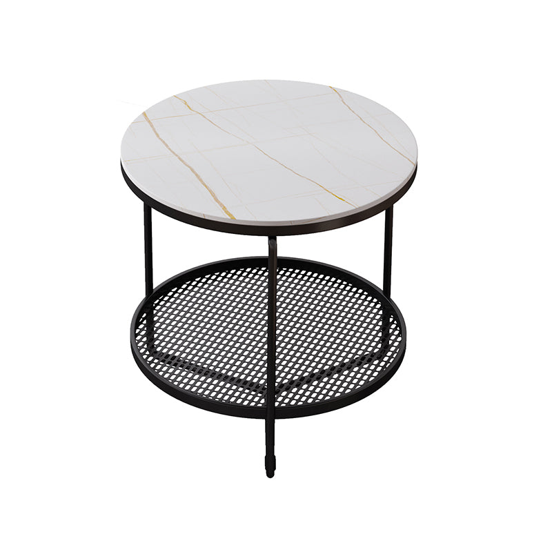 21"H Contemporary Cocktail Table Storage Round Coffee Cocktail Table