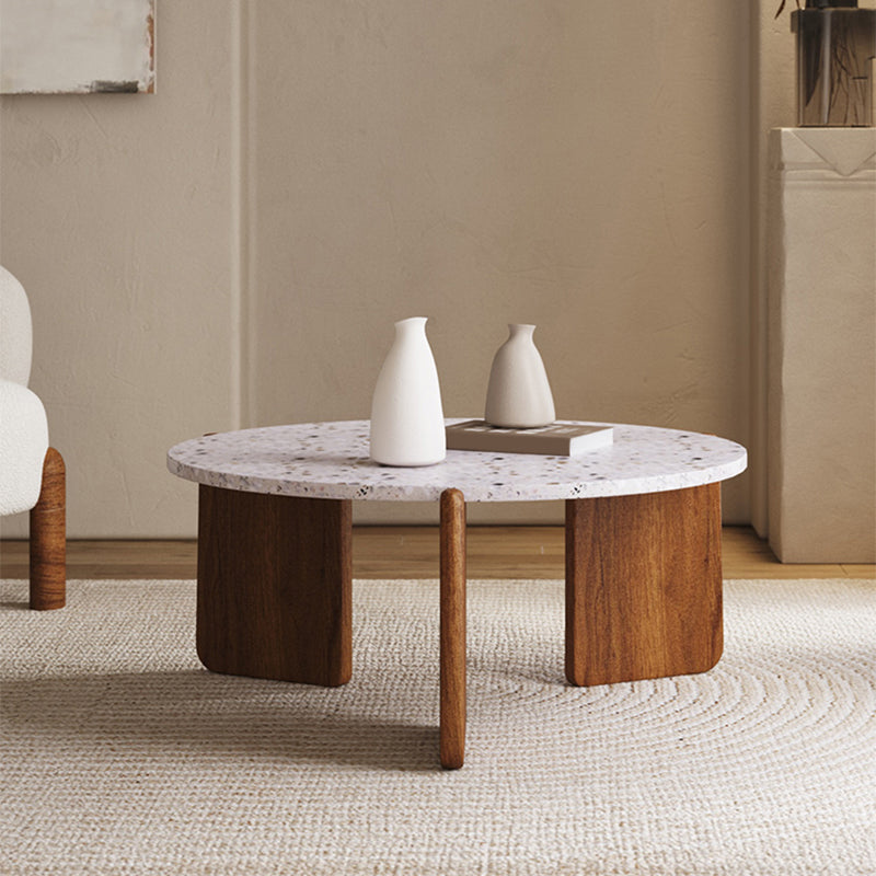 Stone Coffee Cocktail Table Modern 3 Legs Coffee or End Table