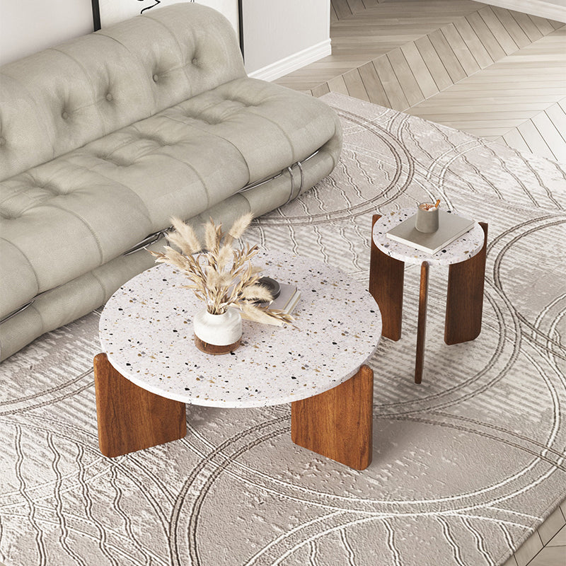 Stone Coffee Cocktail Table Modern 3 Legs Coffee or End Table