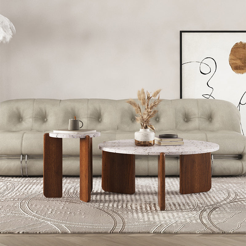 Stone Coffee Cocktail Table Modern 3 Legs Coffee or End Table
