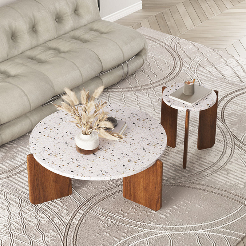 Stone Coffee Cocktail Table Modern 3 Legs Coffee or End Table