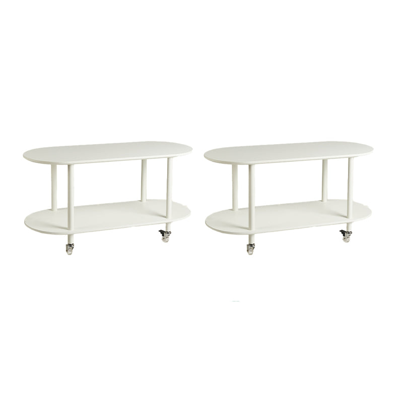 Wood Oval End Table with 4 Legs Base Storage Living Room Corner Table