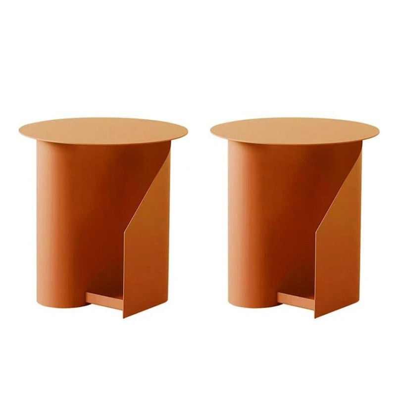 Contemporary Accent Side Table Iron Abstract with Storage Living Room Round