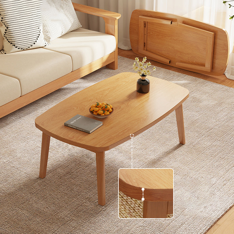 Modernistic Wooden Coffee Table Elliptical 4 Legs Cocktail Table