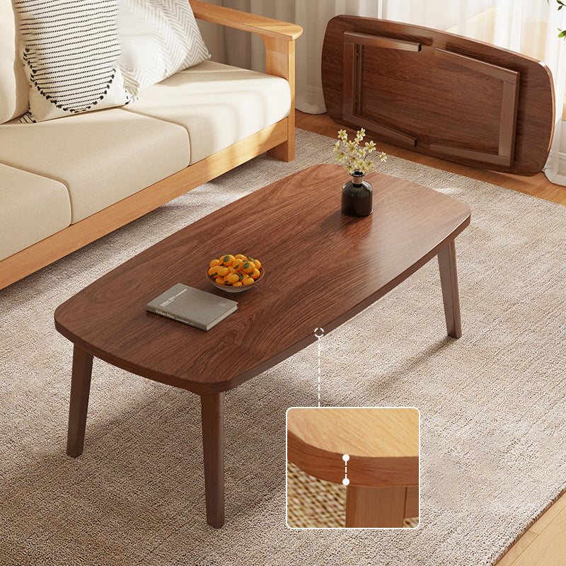 Modernistic Wooden Coffee Table Elliptical 4 Legs Cocktail Table