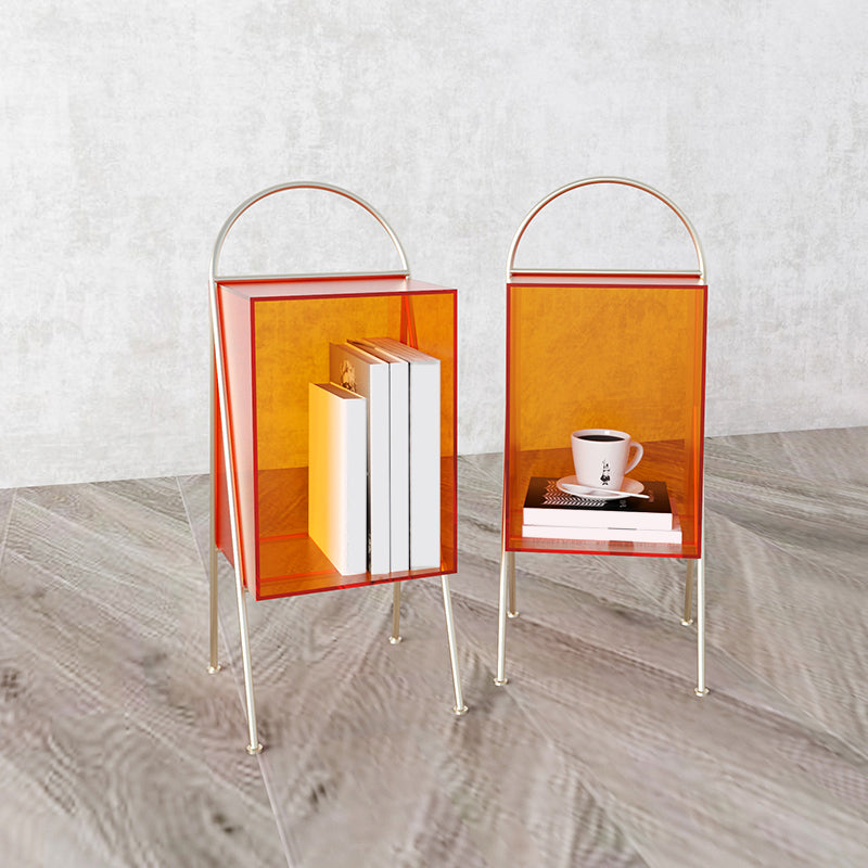 Contemporary Accent Side Table Plastic 4 Legs with Storage Living Room