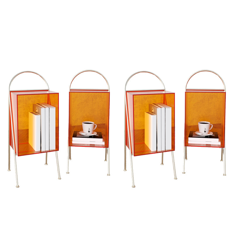 Contemporary Accent Side Table Plastic 4 Legs with Storage Living Room