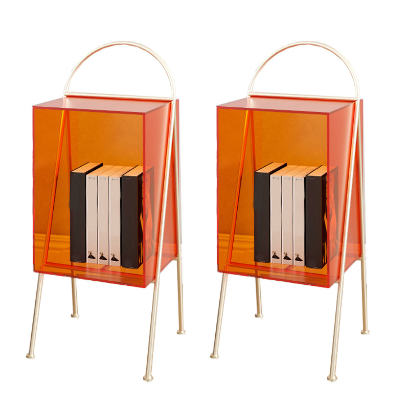 Contemporary Accent Side Table Plastic 4 Legs with Storage Living Room