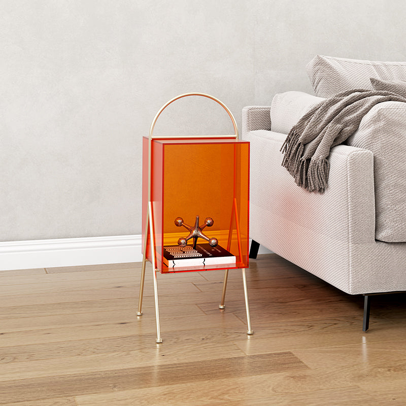 Contemporary Accent Side Table Plastic 4 Legs with Storage Living Room