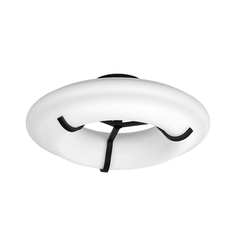 Lifebuoy Child Playroom Ceiling Lamp Plastic Kid LED Flush Mount Light Fixture in White