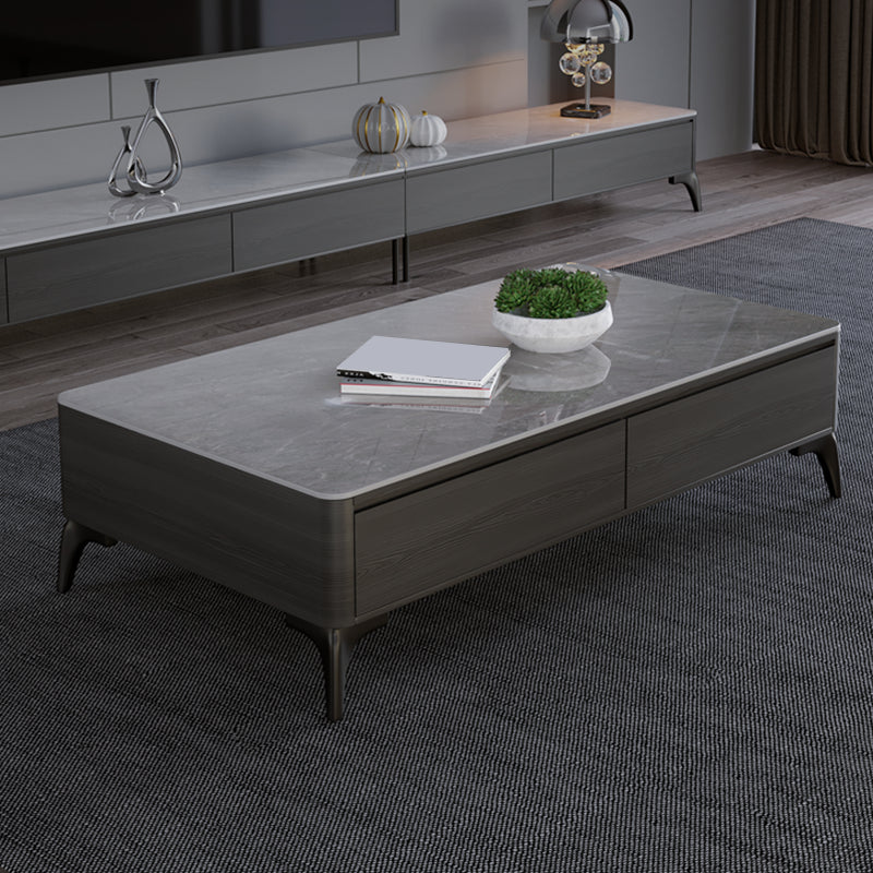 16"H Contemporary Cocktail Table Storage Rectangle Coffee Table