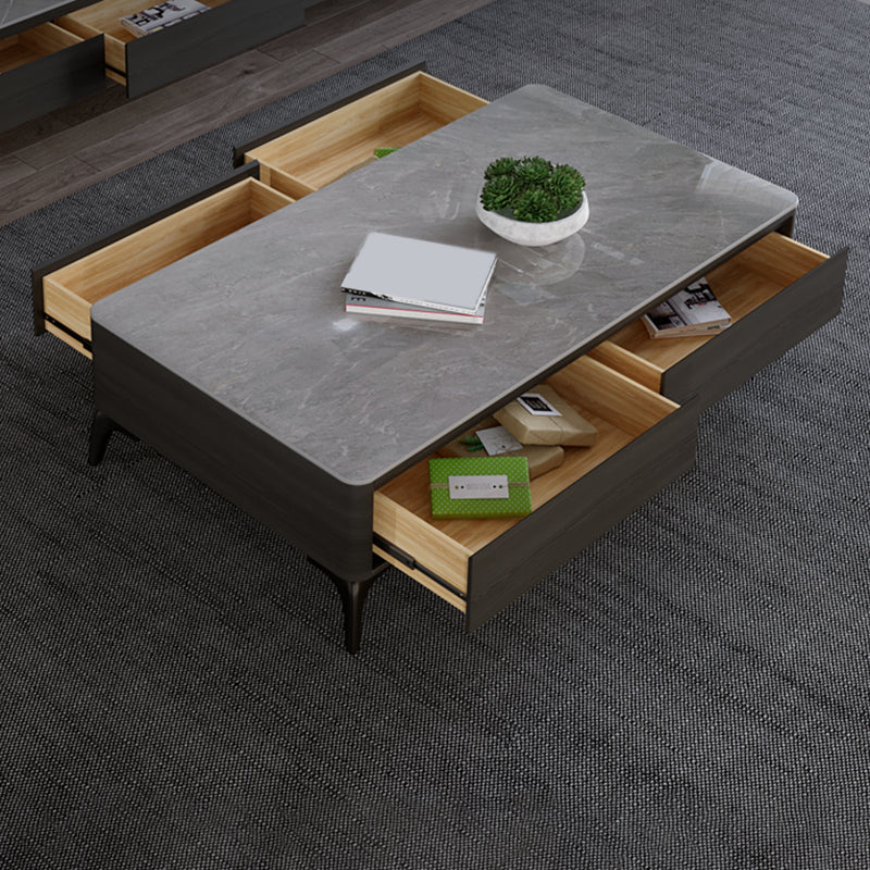 16"H Contemporary Cocktail Table Storage Rectangle Coffee Table