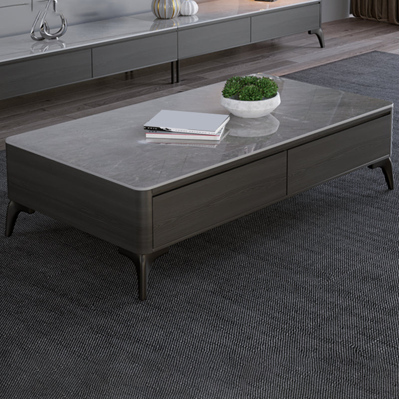 16"H Contemporary Cocktail Table Storage Rectangle Coffee Table