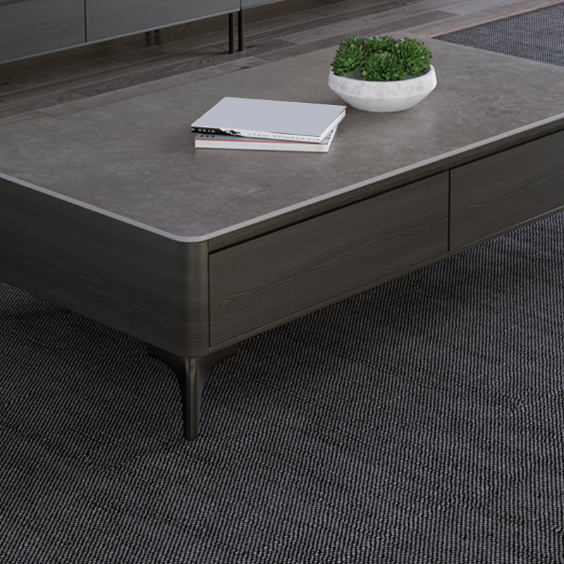 16"H Contemporary Cocktail Table Storage Rectangle Coffee Table