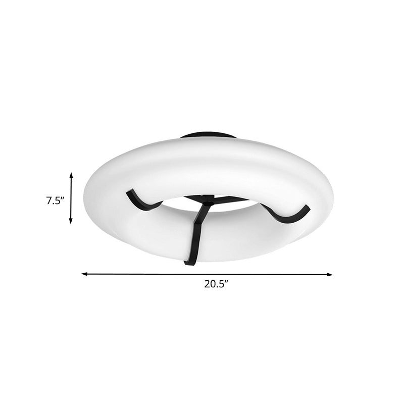 Lifebuoy Child Playroom Ceiling Lamp Plastic Kid LED Flush Mount Light Fixture in White