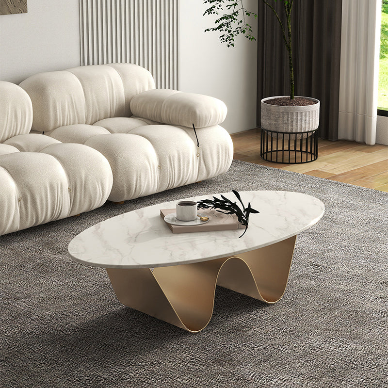 Slate Top Coffee Cocktail Table Abstract Oval Coffee or End Table