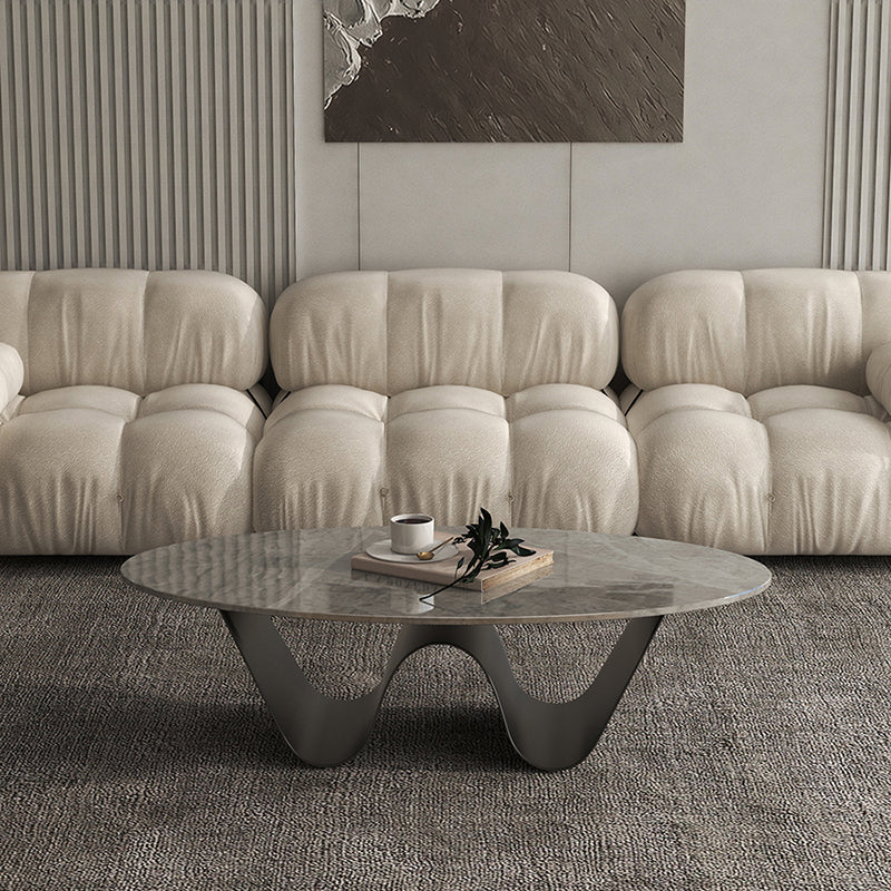 Slate Top Coffee Cocktail Table Abstract Oval Coffee or End Table