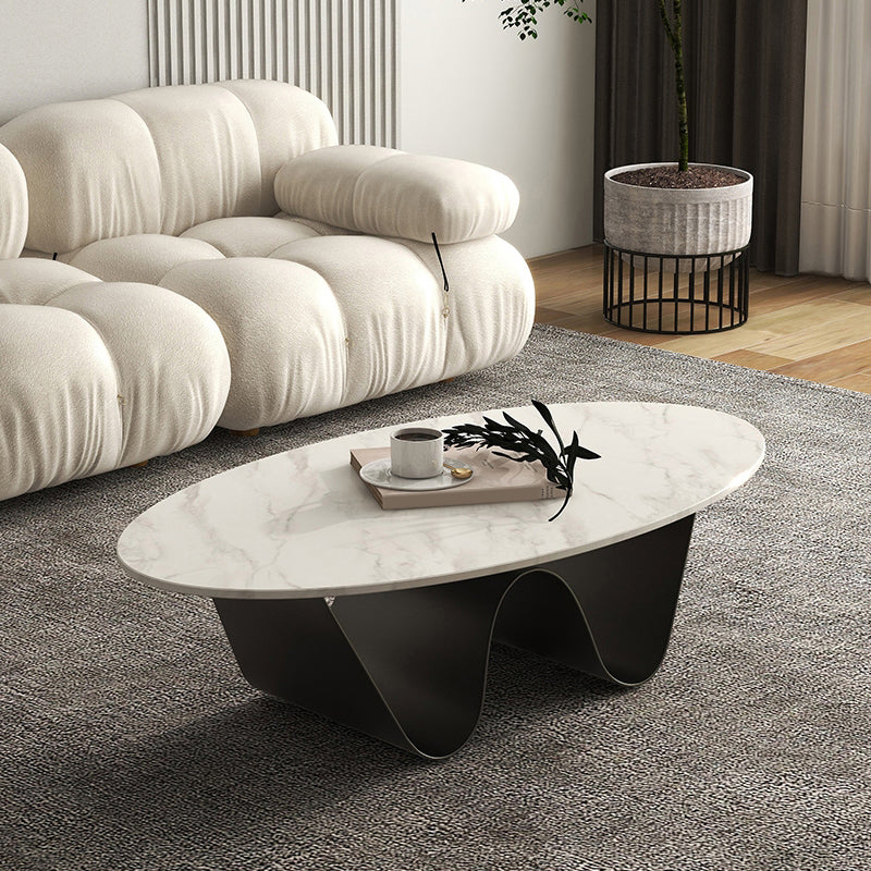 Slate Top Coffee Cocktail Table Abstract Oval Coffee or End Table