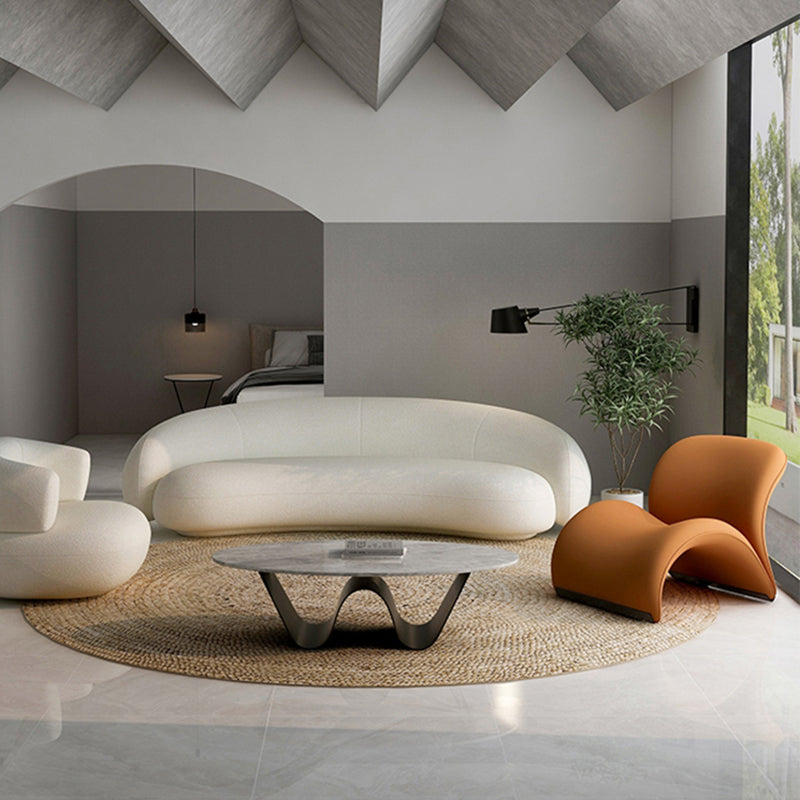 Slate Top Coffee Cocktail Table Abstract Oval Coffee or End Table