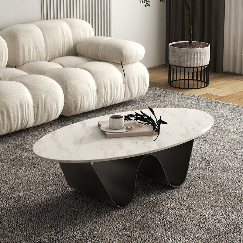 Slate Top Coffee Cocktail Table Abstract Oval Coffee or End Table