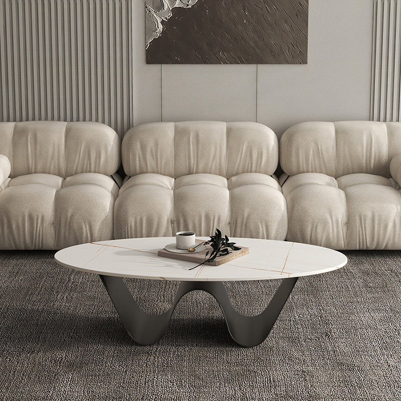 Slate Top Coffee Cocktail Table Abstract Oval Coffee or End Table